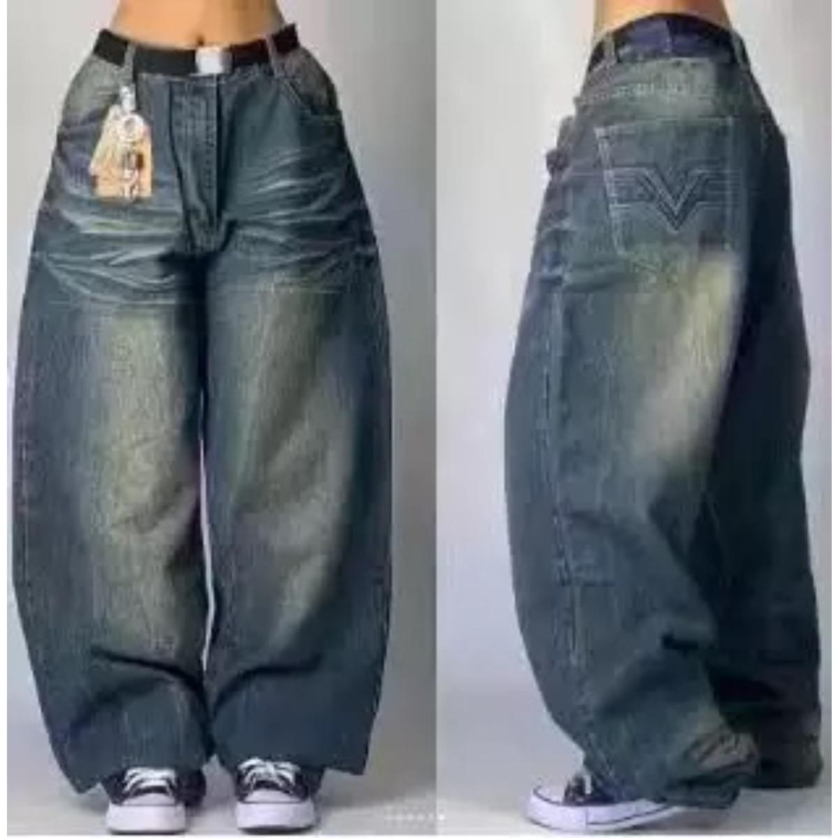 BeatStreet Amerikanischer Street Fashion Trend Lockere Jeans Damen Harajuku Y2K Neue Hip Hop Vintage Übergroße Jeans Unisex Jeans L
