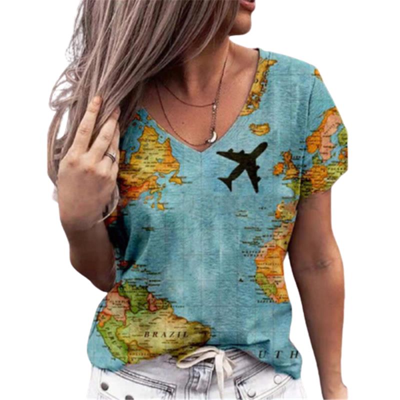 5XL Übergroßen Sommer Floral Print T Shirt Frauen Kurzarm 3D Karte Hemd Mode Lässig V-ausschnitt Damen Plus Größe Lose top 2021 6XL