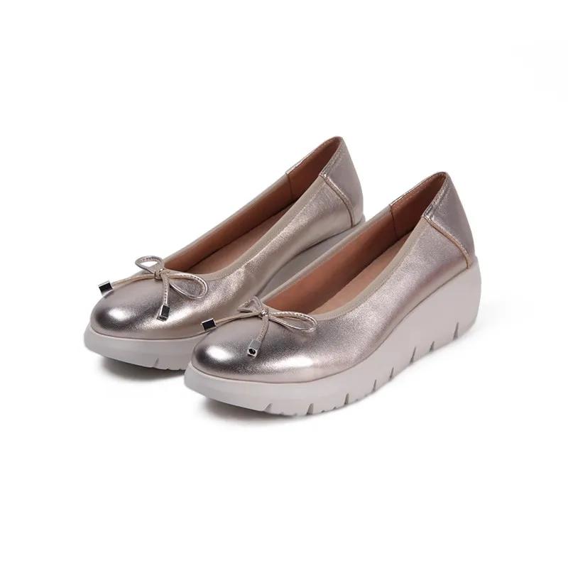 Schuhe für Damen Übergröße Slipper Damen High Heels Plateau Tägliche Pumps Damen Runde Zehen Keilabsätze Schleife Schuhe Weiblich 39 gold