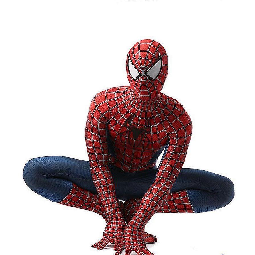 Raimi Spider-Man Kinder Erwachsene Zentai Anzug Cosplay Anzug Kostüm Party Geschenk Kids XL (140-150)