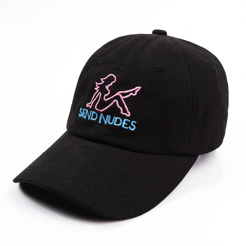 Brief SEND NUDES Snapback Cap Baumwolle Baseball Cap Verstellbare Hip Hop Dad Hat Bone Garros Casquette pink women