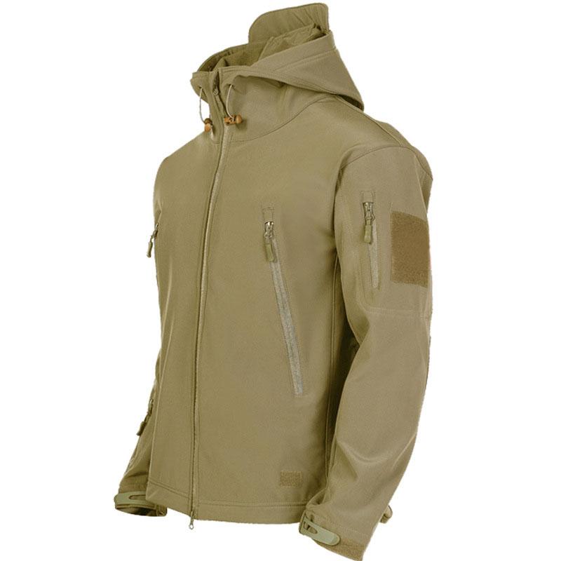 Militär Outdoor Jacken Männer Shark Haut Soft Shell Taktische Wasserdichte Windjacke Armee Kampf Jacke Herren Mit Kapuze Bomber Mäntel XXXL khaki