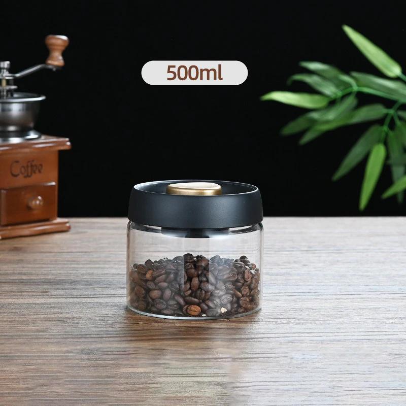 Kaffeebohnen vom Presstyp, vakuumversiegelter Tank, Glas, Lebensmittelaufbewahrung, Frischhaltegläser für Kaffee, Vollkorn, Tee, Süßigkeiten, Vorratsglas white
