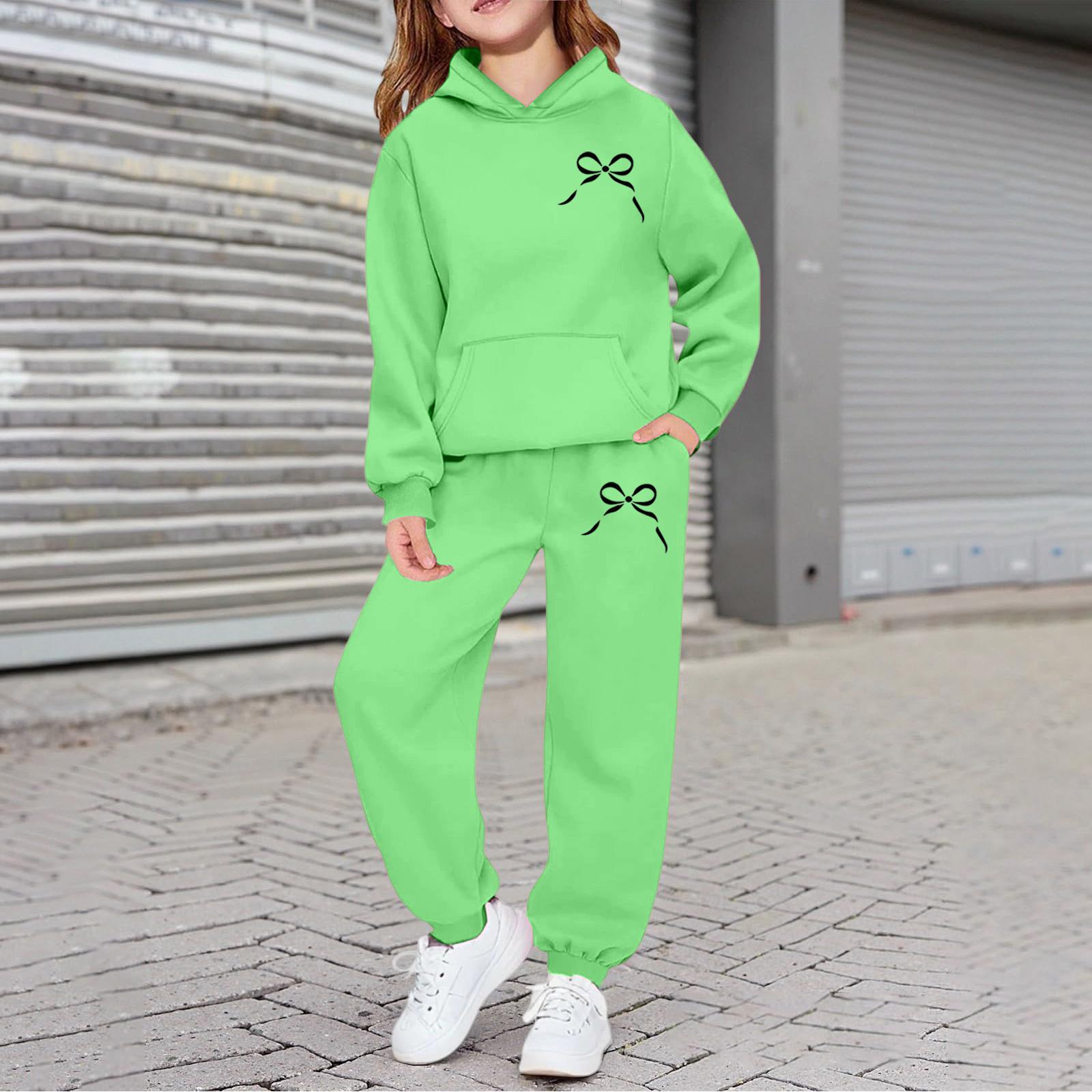 Jungen Mädchen Trainingsanzug Kleidung Kapuzenpullover Jogginghose Trainingsanzug Set Mode Outfit 140 grün