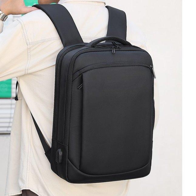 Rucksack für Herren, multifunktionaler Business-Notebook-Rucksack, USB-Aufladung, wasserdichte Folie, Herren-Rucksack, Freizeittasche schwarz
