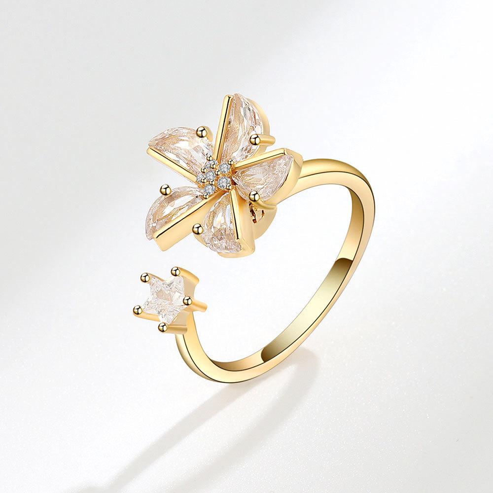 Luxus drehende Windmühle Metall Spinner Fidget Ring für Damen Verstellbarer Anti-Stress Angst Ring Schmuckqualität Party Geschenkidee resizable beige