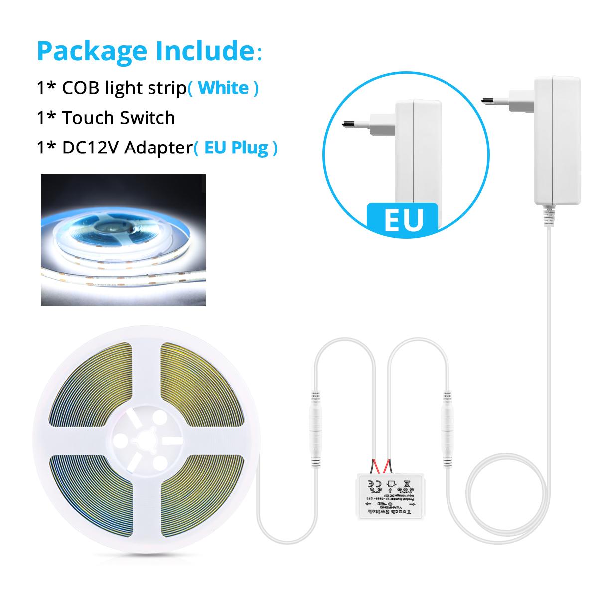 Touch Sensor Dimmbare LED Make-Up Spiegel Licht 12V COB Streifen Schminktisch Eitelkeit Hintergrund Beleuchtung Für Badezimmer Schlafzimmer Dekor 2M