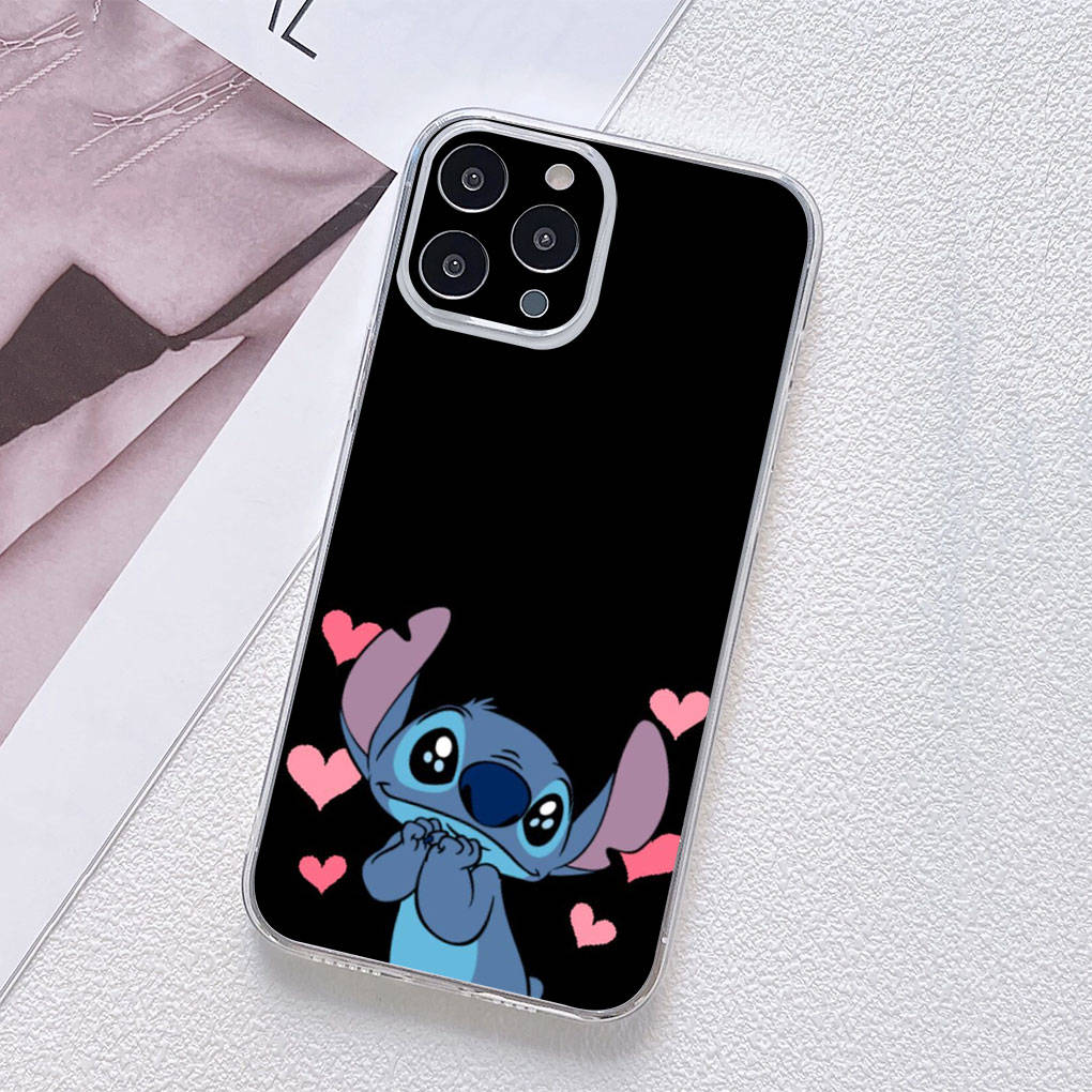 für Motorola Moto Edge 40 30 neo G54 G24 G84 iPhone 15 14 Xiaomi Redmi Note 13 12 11 Pro Samsung Galaxy A34 A54 Rosa Blau Lilo Anime Stitch Handyhülle for Samsung Galaxy A55 5G rehbraun
