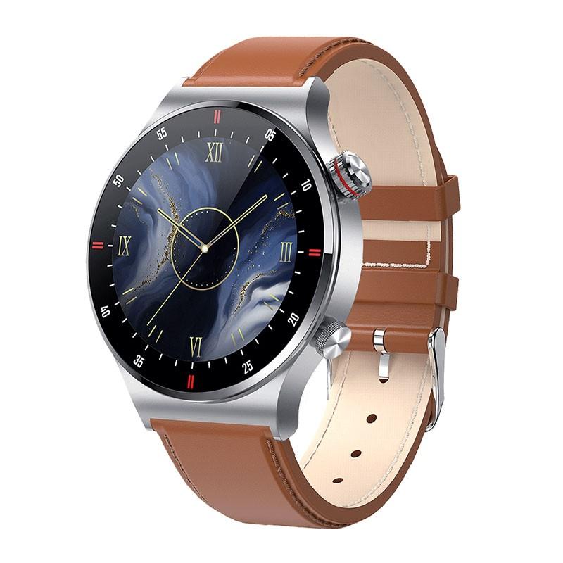 LIGE Neue Bluetooth-Anruf-Smartwatch für Männer, voller Touchscreen, Sport-Fitnessuhr, Bluetooth ist für Android-iOS-Smartwatch geeignet leather belt braun