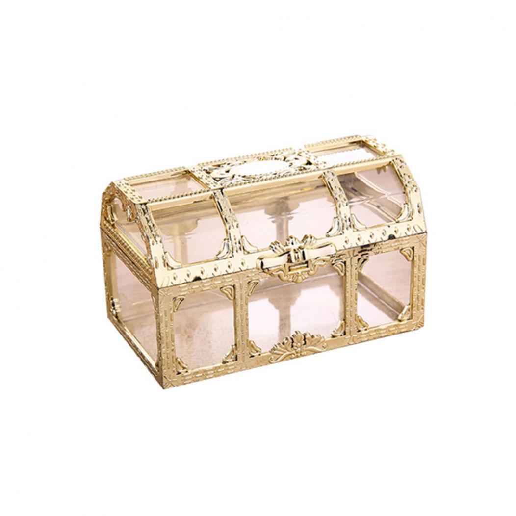 Yousheng Aufbewahrungsbox, Vintage, transparent, Schmuckhalter, Süßigkeiten-Trinket-Behälter, Organizer goldgelb