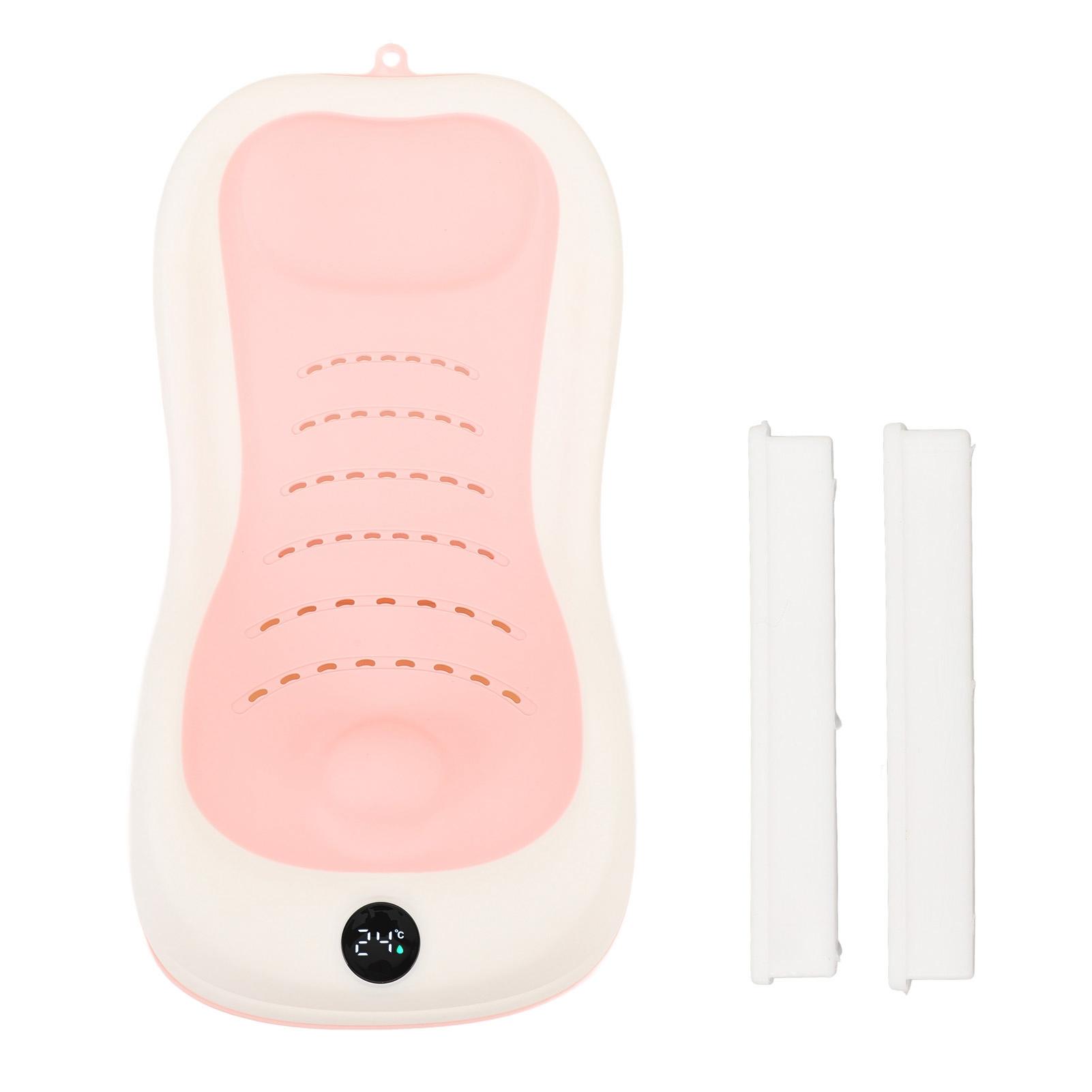 Baby Badewannenstütze Neugeborenen Badewanne mit Thermometer Weiches Waschbecken Rutschfest Tragbare Baby Badewanne rosa