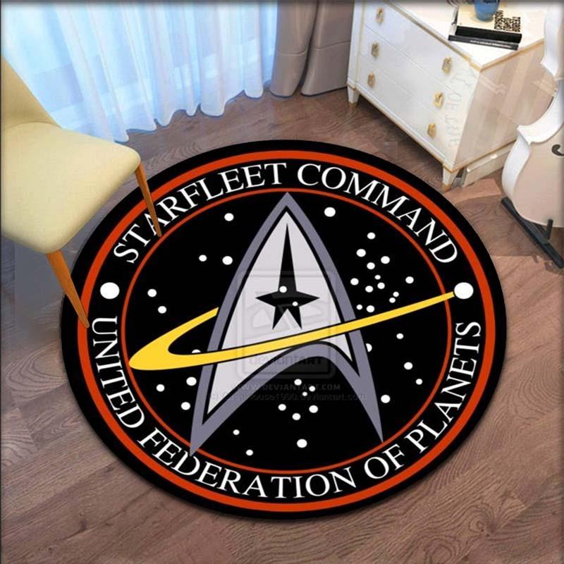 Star Trek Logo-Bereich, runder Teppich, dekorativer Wohnzimmerteppich, Fußmatte, Badematte, Souvenir, Heimdekoration, Teppiche für das Wohnzimmer 60cm gray