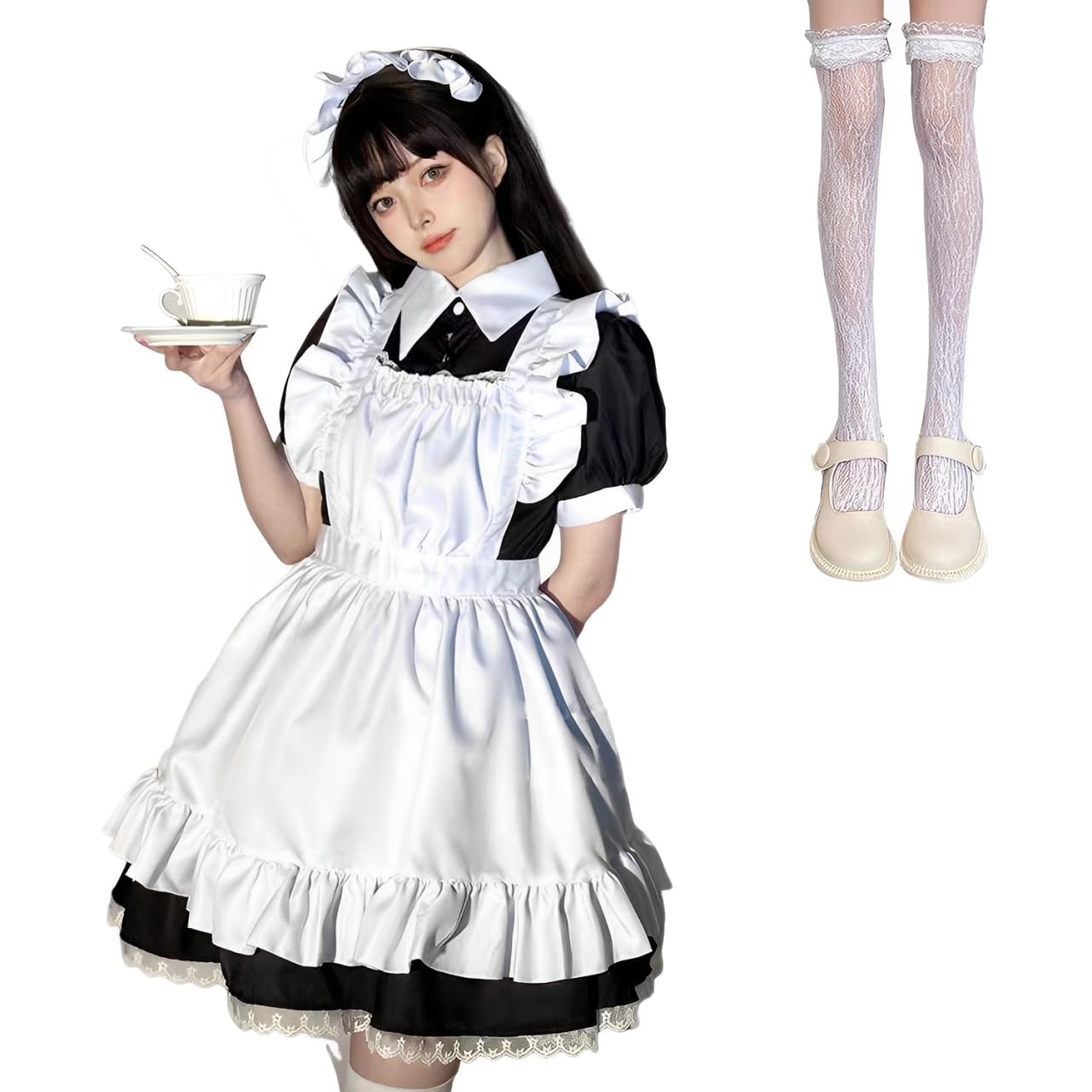 AOTYP Cosplay Maid Lolita Moe Lolita Gothic Kulturell Schule Niedliche Maid Otaku Tanz Größe 2XL Kleid, Kostüm, Kostüm, Uniform, Lolita, Festival,