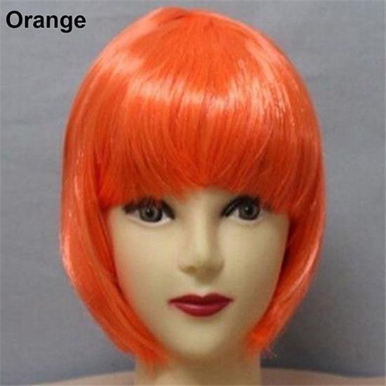 Modische Damen-Perücke, sexy, voller Pony, kurze, gerade Perücke, BOBO, Cosplay, Party, volle Perücken orange