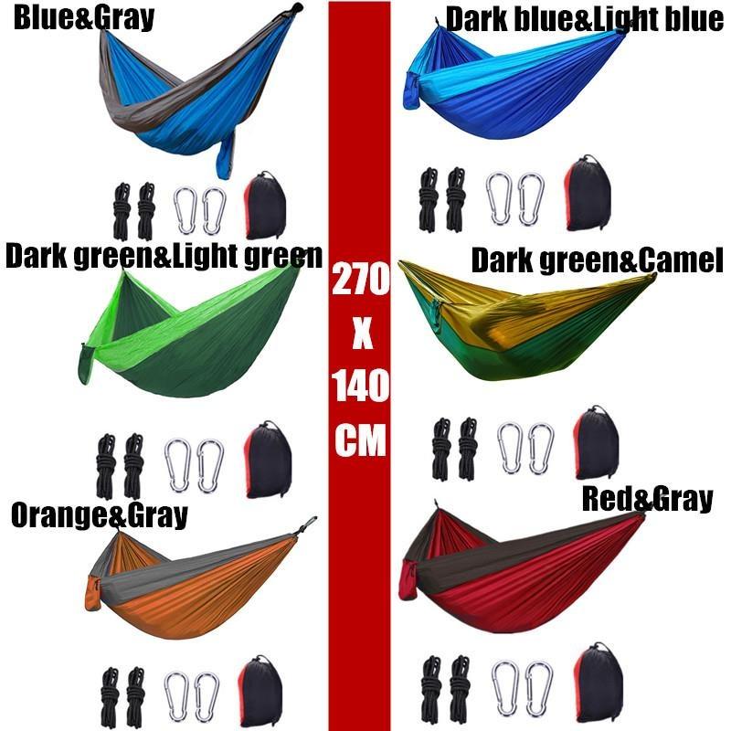 Ultraleichte Camping-Hängematte für Outdoor-Backpacking-Reisen, tragbar, Survival für eine oder zwei Personen, leichte Hängematte aus Fallschirmseide 270X140CM grün