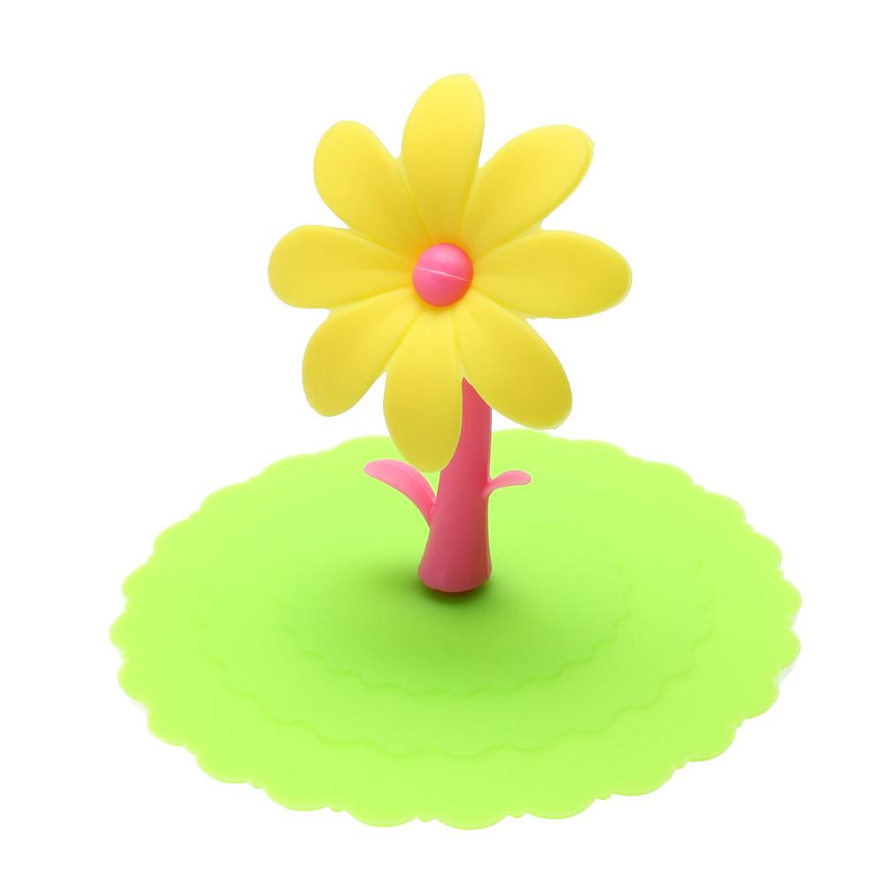 1Pc Sonnenblumen Tasse Deckel Staubdicht Wiederverwendbare Silikon Trinkbecher Deckel DIY Isolierung Anti-staub Tasse Abdeckung Hause Drink tassen Deckel grün