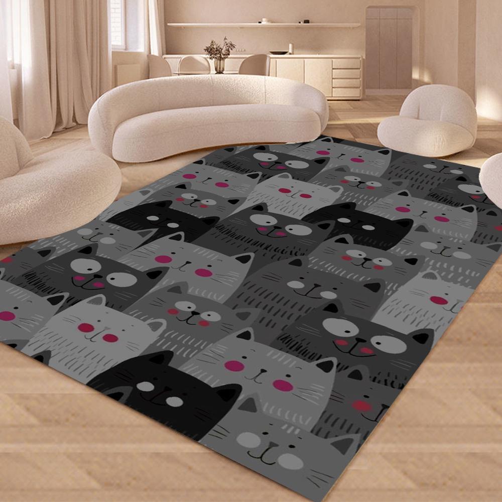 Cartoon Katze Teppich Matte Teppich Niedliches Kätzchen Design Heimdekoration Bodenmatte für Wohnzimmer Schlafzimmer Dekor Wohnzimmer Dekoration 50X80cm