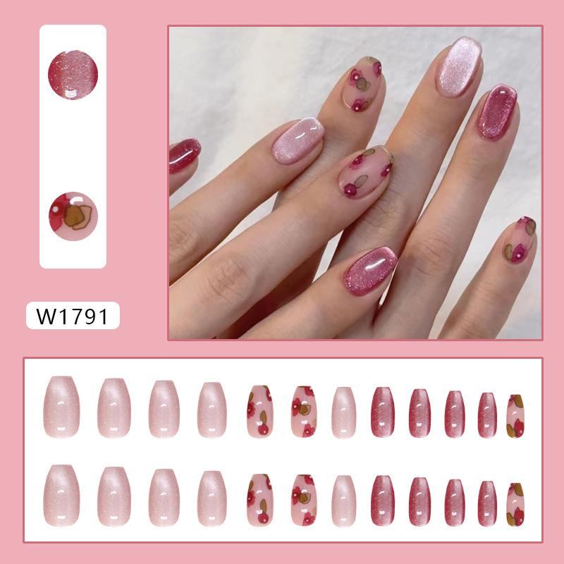 Nailart-Stücke mit Calla-Lilien, Nägel mit Blumenmotiv, künstliche Nägel mit Katzenaugenmotiv, einfache, entfernbare Nailart-Stücke, 24 Stück
