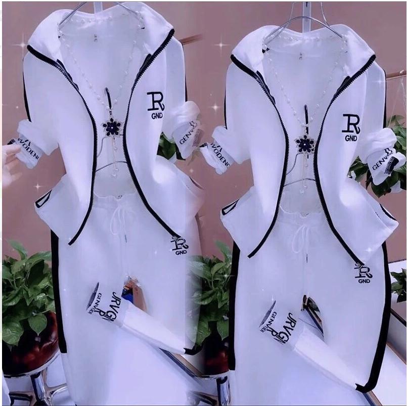 Frühling Herbst Lange Ärmel frauen Anzug Pullover und Hip Hop Harem Hosen Sport Zwei-stück Anzug 4XL weiß