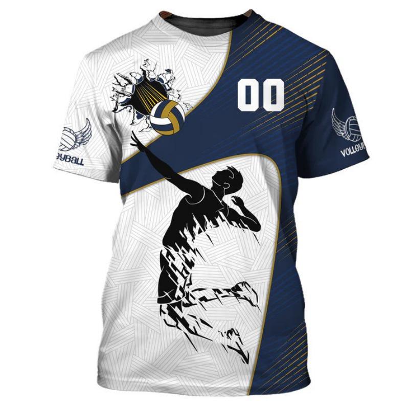Volleyball-Uniform neutral 3D-gedrucktes Herren-T-Shirt modische kurzärmlige Sportbekleidung bequem atmungsaktiv schnell trocknend XL