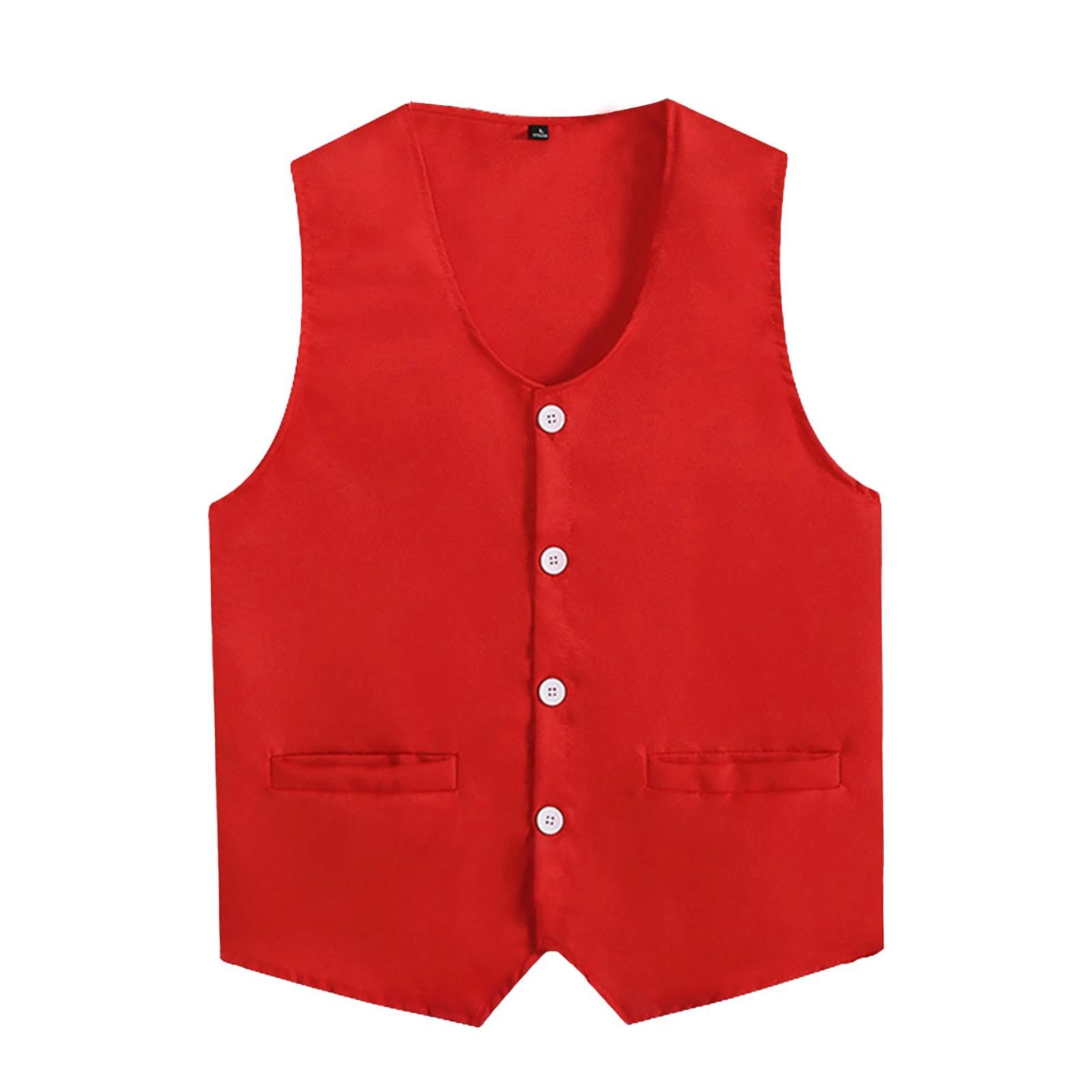 Damen Herren Knopfweste Uniform Erwachsene Kellner Barkeeper Arbeitsuniform Unisex Freiwilligenaktivität Weste Weste XXL rot