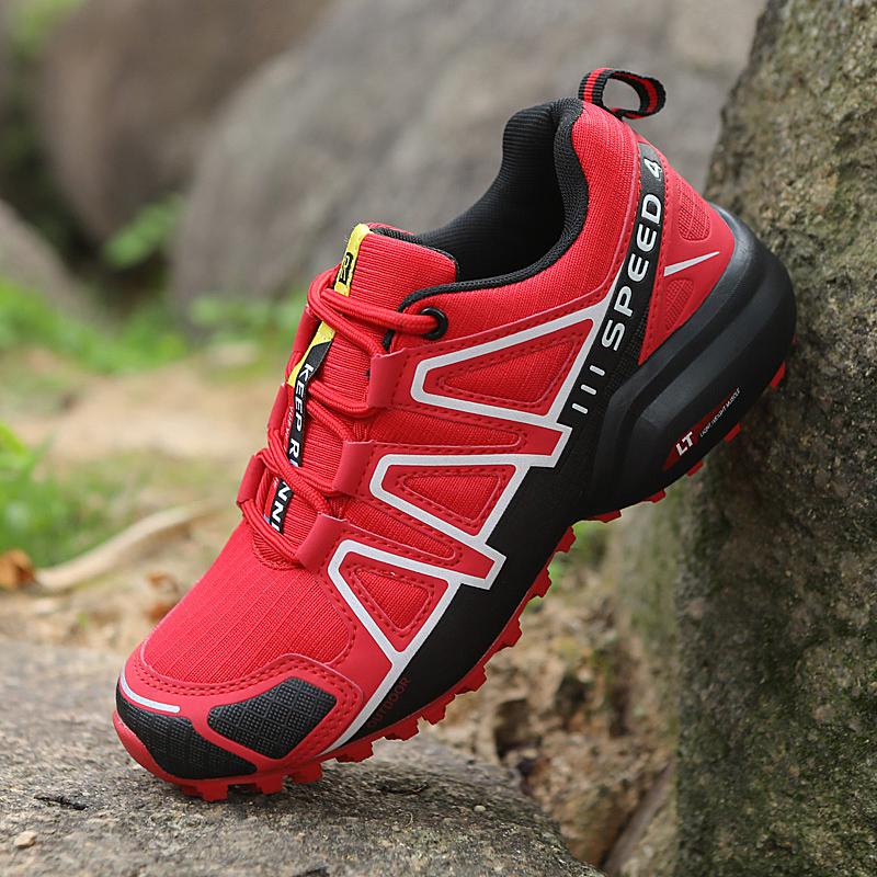 Damen-Outdoor-Wanderschuhe, leichte, verschleißfeste Damen-Bergsteiger-Wanderschuhe, wasserdichte große Leder-Sportschuhe 38 rot