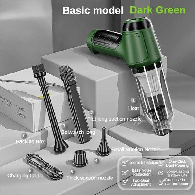 13000Pa Drahtlose Auto Staubsauger Bürstenlosen Motor Handheld Auto Cordless Mini Tragbare Staubsauger Für Auto Hause Haustier Reinigung grün