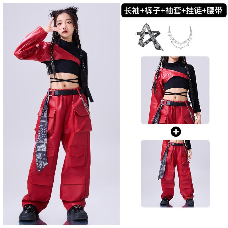 Neujahrstag Street Dance Kinder Trendige Kleidung HipHop Performance Kleidung Jungen HipHop Cool Gutaussehend Mädchen Jazz Dance Kleidung Modisch 130cm