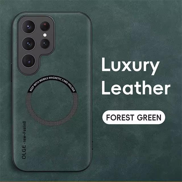 Für Magsafe Luxus Leder Stoßfeste Hülle Für Samsung Galaxy S25 S24 Ultra S23 S22 S21 Plus FE Kabelloses Laden Magnetische Hülle S23