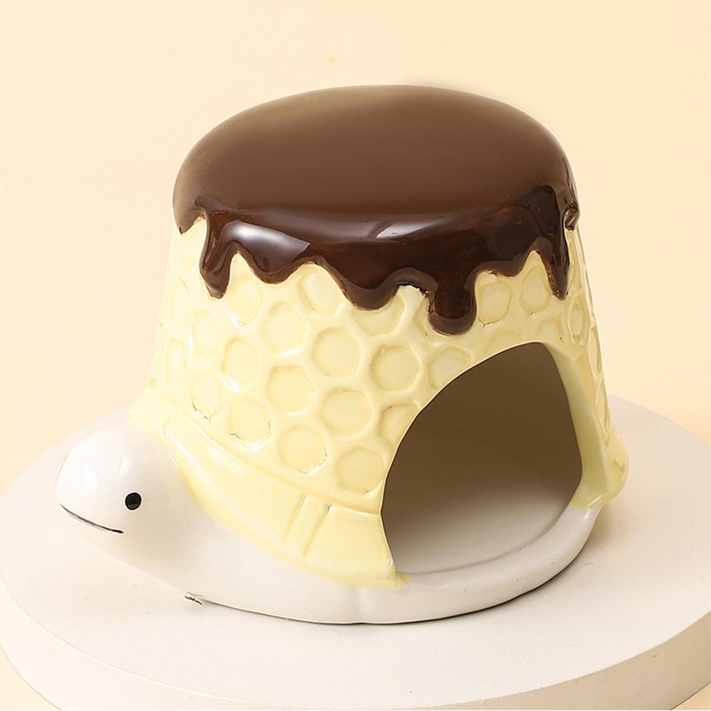 Keramik Hamsterhaus für Kleintiere Outdoor Pilzhöhle Kleintierfutter für Zuhause Hamsterhaltung Geschenke Turtle Cake Yellow