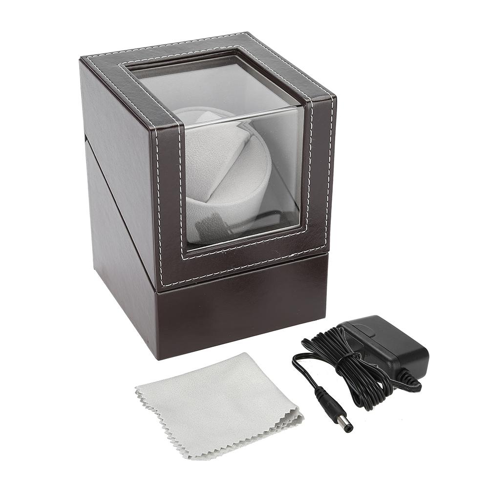 Einzelner automatischer mechanischer Uhrenbeweger aus PU mit Motor, Armbanduhrenhalter, Braun