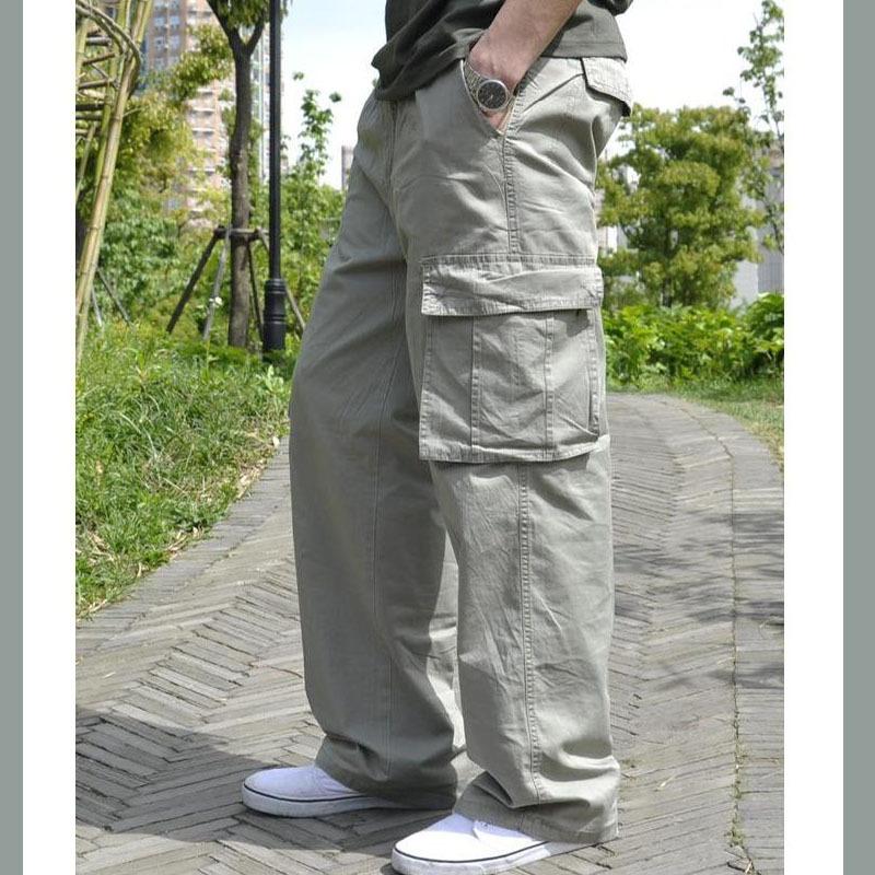 Herren Plus Size Locker Cargo-Hose Mehrere Taschen Dünn Lässig Hose Kleidung Verkauf S licht grau