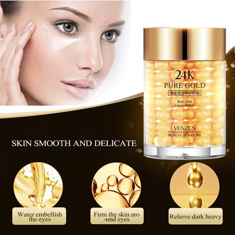24-Karat-Gold-Augencreme, strahlende Augen, feuchtigkeitsspendend, mildert Augenringe und feine Linien, straffende Augenkontur-Augencreme 30ml