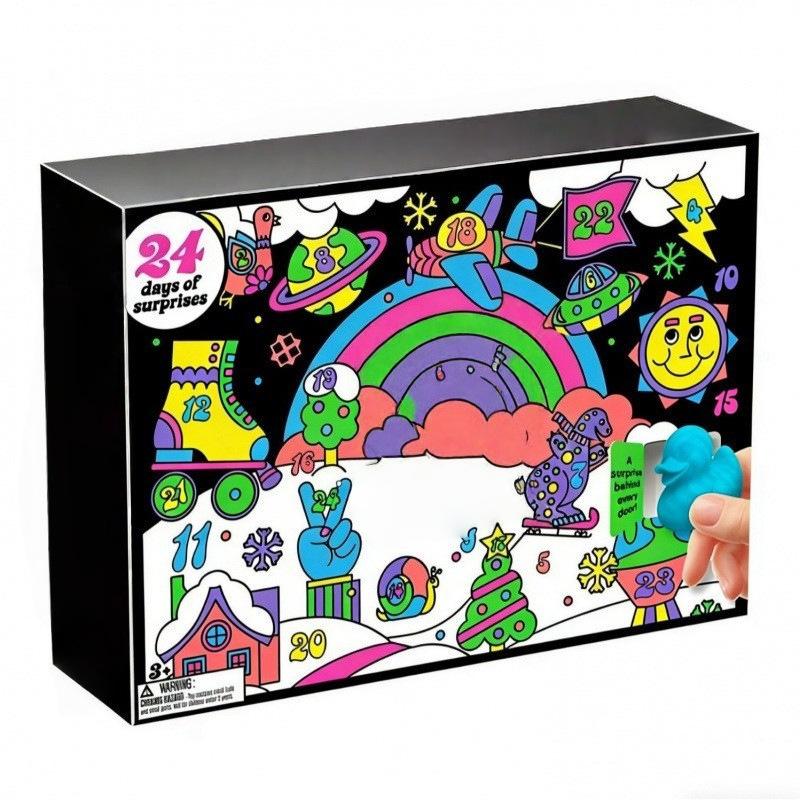 2026 Adventskalender Squishy Blind Box, 24 Tage Stressabbau Spielzeug Set, Niedliches Weichlehm Knet-Geschenk für Kinder und Erwachsene 1