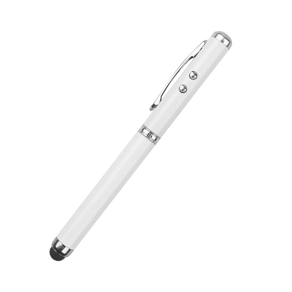 Weiche Gummispitze Touchscreen Stylus Stift LED Laser Pointer Ball Kapazitiver Stylus Bleistift Für Smart Handy Tablet PC weiß
