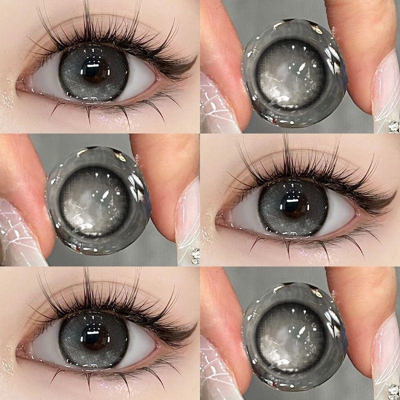 Mill Creek 1 Paar natürliche dunkelgraue Kontaktlinsen, große Augen, extra große Augen, 14,0/14,2/14,5 mm, großer Durchmesser, weiche Hydrogel-Kontaktlinsen, Güteklasse 0 schlachtschiff grau