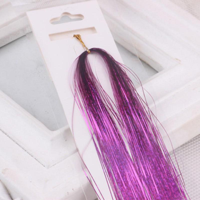 100 Stränge Haarlametta Sparkle Holographic Glitter Extensions Highlights Party rose rot