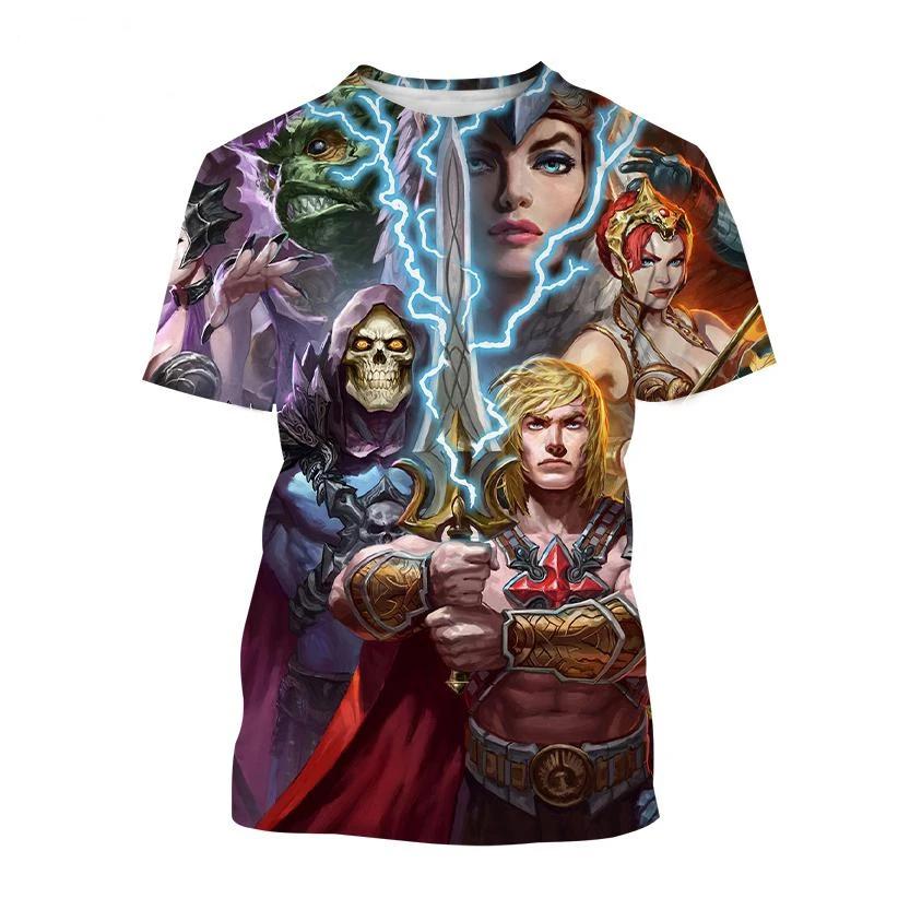 Anime Masters of the Universe 3D-gedrucktes T-Shirt He-Man Mode Herren Damen Kinder Lässig Street Kurzarm Top S