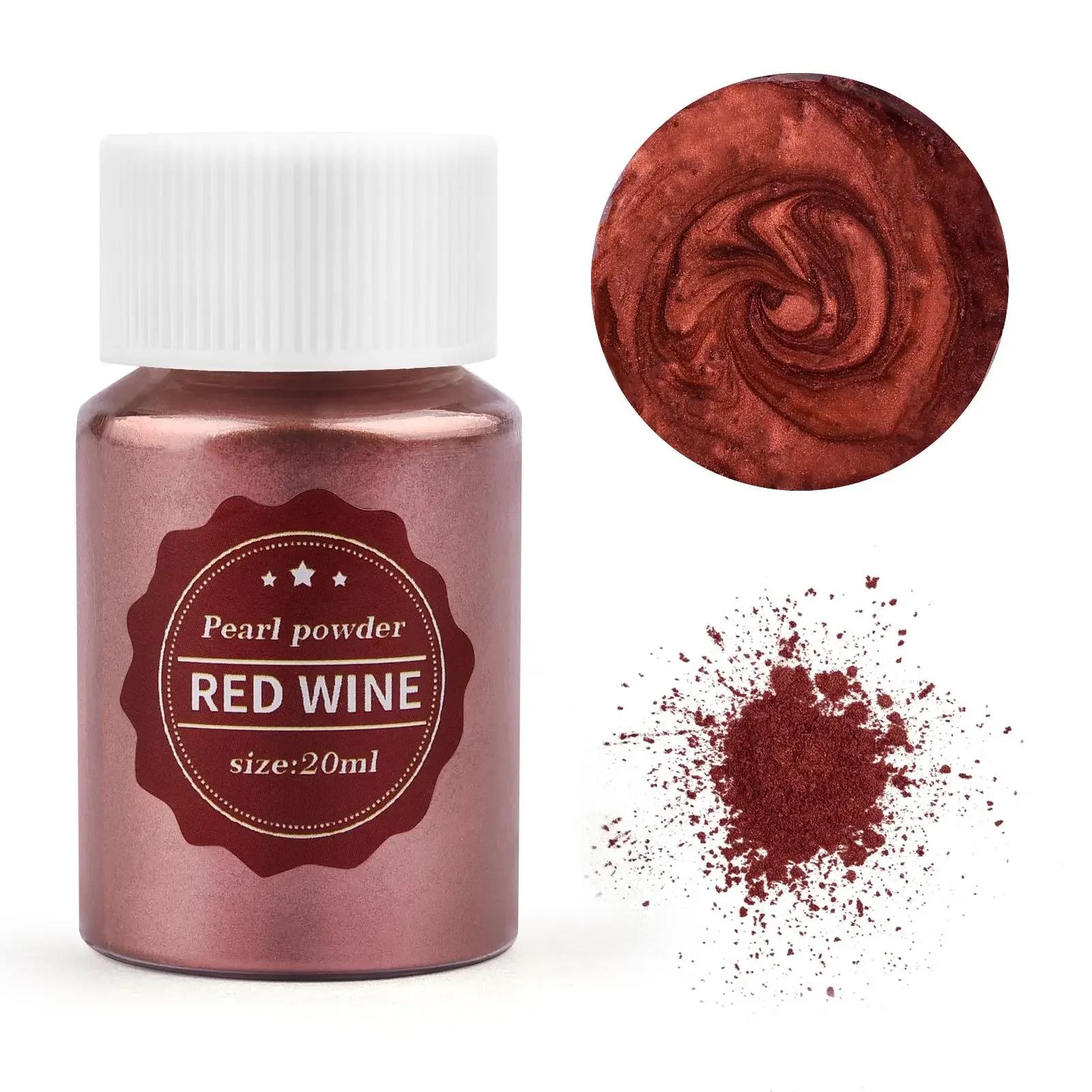 24 Farben, 15 g Glimmerperlenpulver für die Herstellung von Epoxidharz, Seife, Kerzen und Schmuck – natürlicher Pigmentfarbstoff für DIY-Projekte 20ml claret