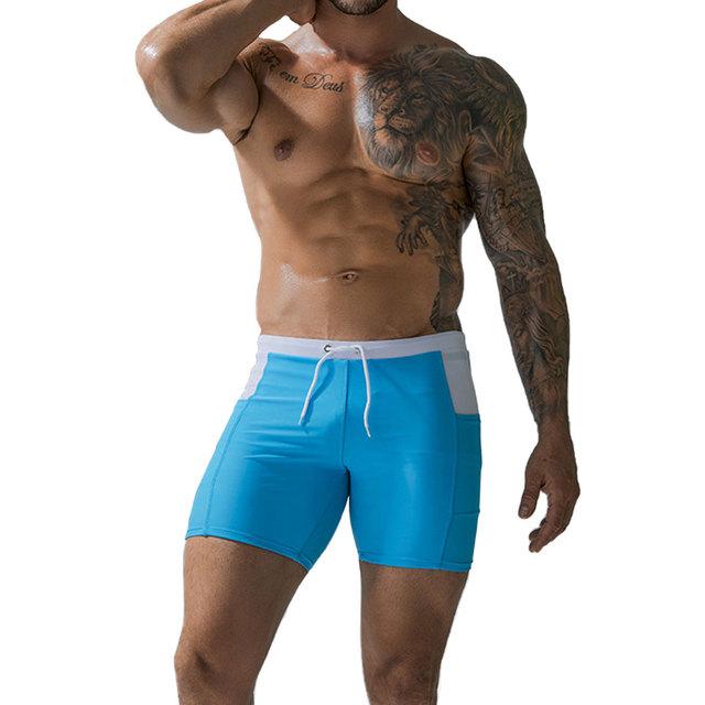 Herren wasserdichter, schnell trocknender Shorts-Badeanzug mit Taschen, Surfhose, Badeanzug, Strand, Pool L see-blaue