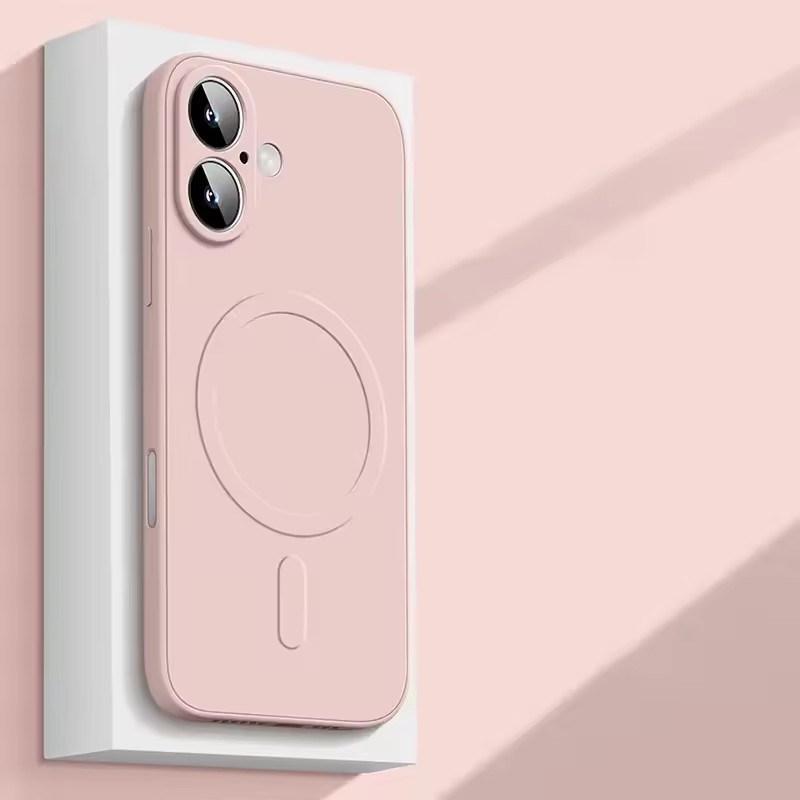 Hochwertige magnetische Hülle aus flüssigem Silikon für iPhone17 Air 16 15 14 Plus 13 12 Mini 11 Pro XS Max 7/8 für Magsafe kabelloses Laden weiche Hülle iPhone 17 Air rosa