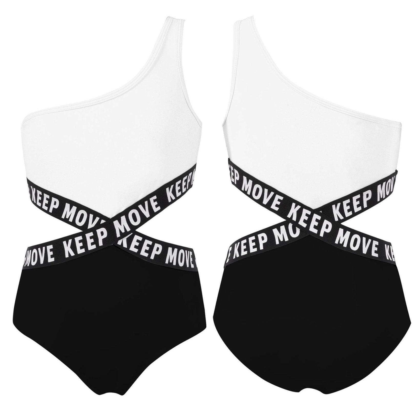 Mädchen Badeanzug Bademode Einteiler Bikini Tankini Kinder Badeanzug 14-16 Years schwarz/weiß