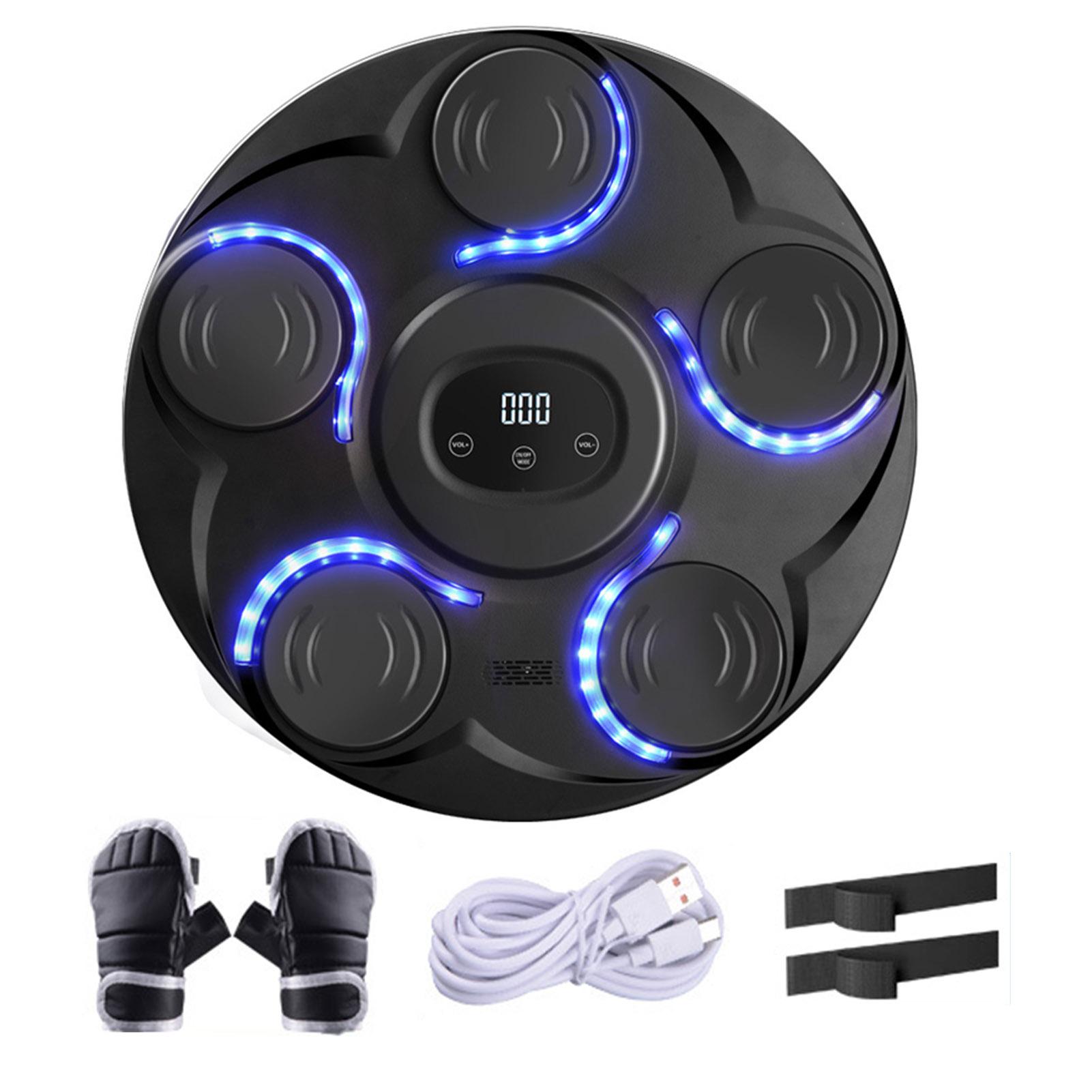 Musik-Boxmaschine mit Handschuhen, intelligente Musik-Boxmaschine zur Wandmontage, Schlagtrainer mit 7 schwarz