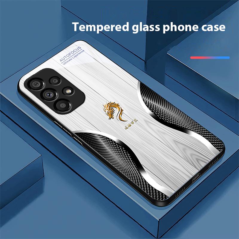 Holz Drache Schwarz Für Samsung Galaxy S 8 9 10 20 Plus 21 FE 22 23 24 Ultra S7 Edge Schwarz Gehärtetes Glas Handyhülle Hartschale For Samsung S22 Pro
