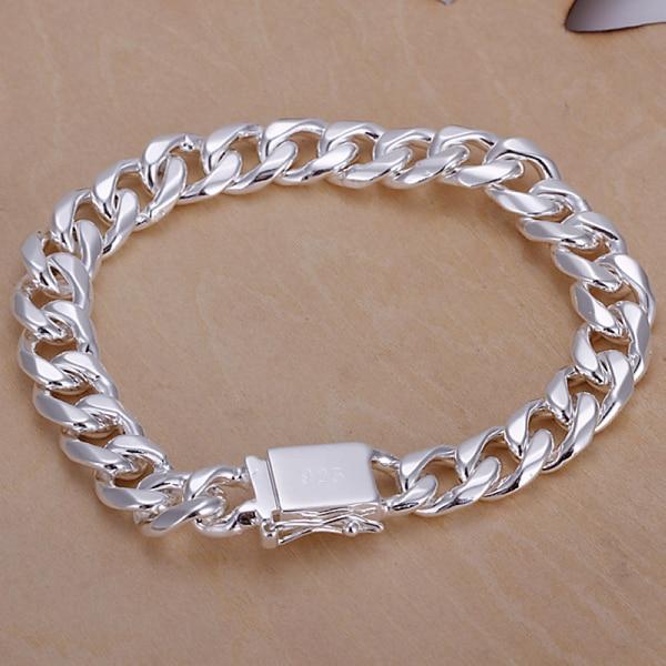 Herrenschmuck Armband Pulseras 925 Sterling Silber 10mm Breite 20cm Dick Exquisite Mode Silber Armband Damen Edler Schmuck silber