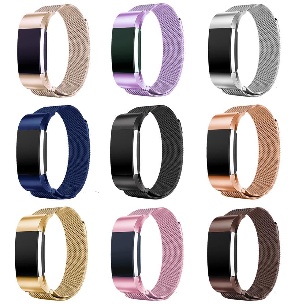 Magnetisches Milanaise-Armband für Fitbit Charge 2 Ersatz Edelstahl Armband Uhrenarmband S rose rosa