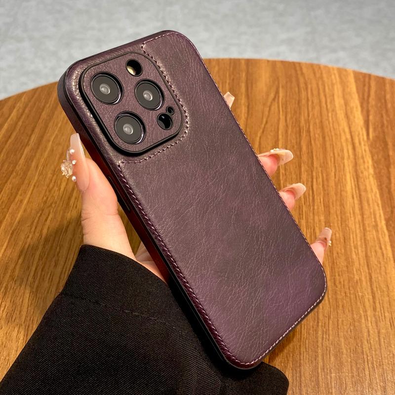 Luxuriöse Leder Retra Hülle für iPhone 16 15 14 13 12 11 Pro Max 16Pro 15Pro 14Pro 13Pro iPhone15 iPhone14 iPhone16 iPhone13 Hülle For iPhone 16 dunkelviolette