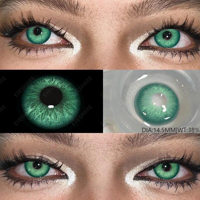AMARA 1 Paar farbige Kontaktlinsen für Augen, blaue Kontaktlinsen, graue Augenkontaktlinsen, buntes Make-up, grüne Kontaktlinsen, jährlich 2 Stück