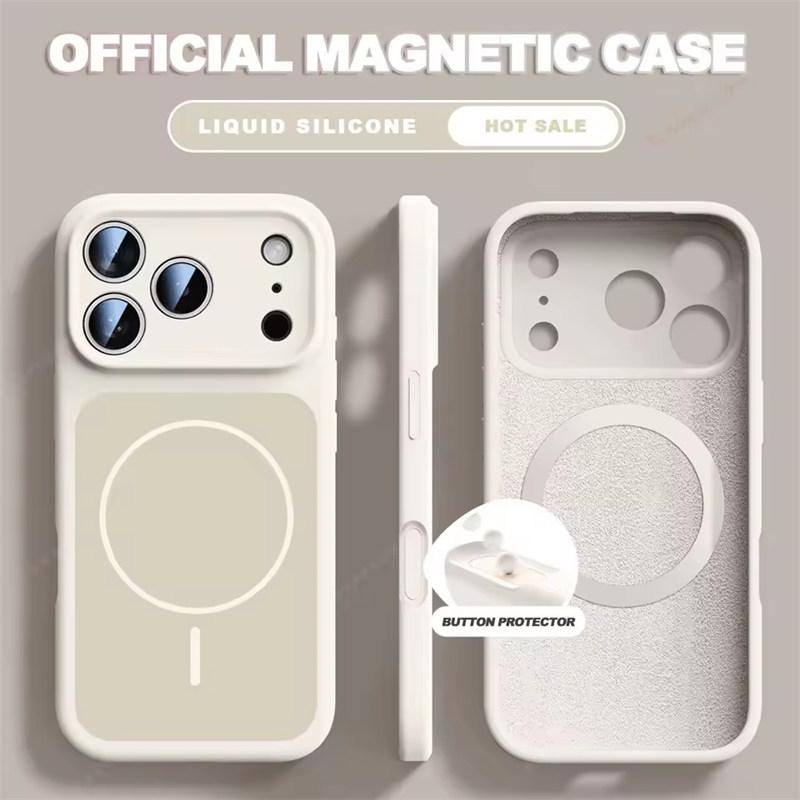 Magnetische Handyhülle aus flüssigem Silikon für iPhone 17 16 15 Pro Max 17 Pro Max Magsafe Schutzhülle iPhone 17 Pro Max weiß