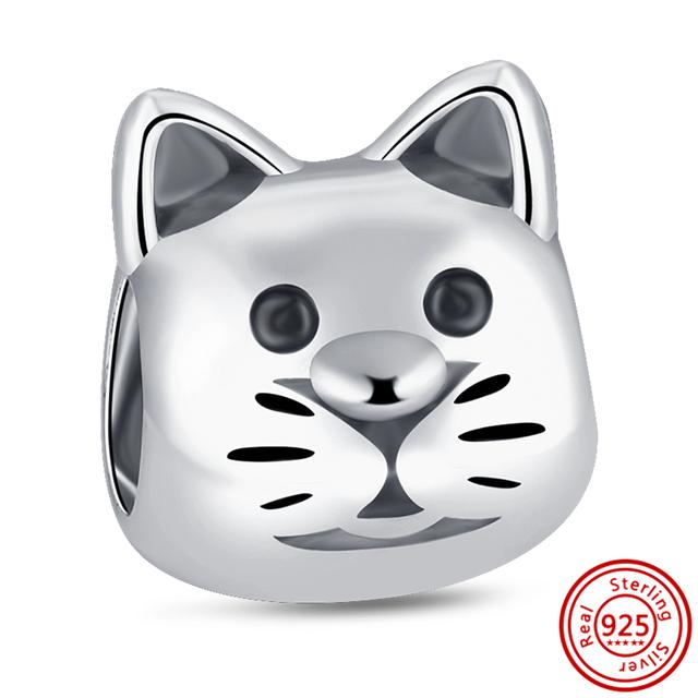 Neue Echt 925 Sterling Silber Nette Katze Hund Pfotenabdruck Perlen Anhänger Fit Charms Armband Mode Schmuck Frauen